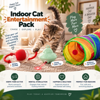Indoor Cat Entertainment Pack – Motion Cat Ball, Chase Laser Toy and Rainbow Cat Tunnel